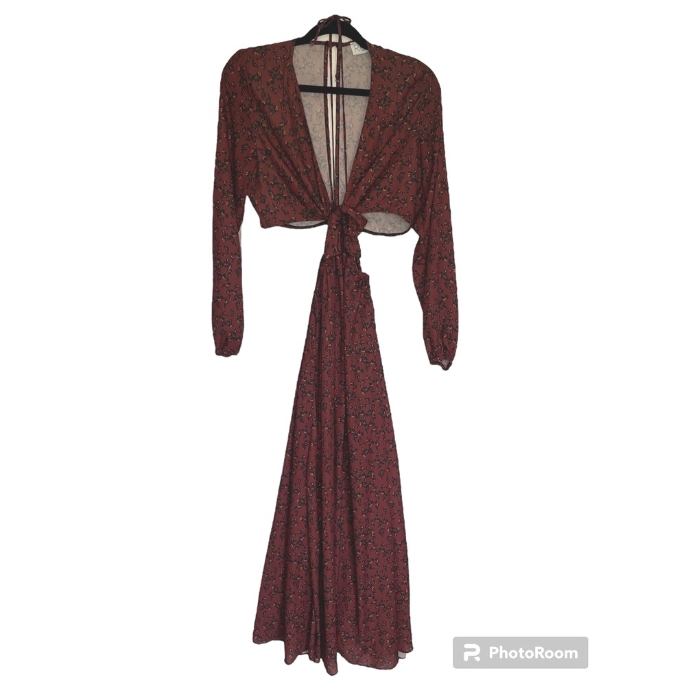 Revolve Burgundy Leopard Maxi Dress - Medium - Picture 4 of 8